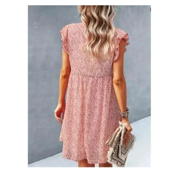 🆕Boho Trendy Red Floral Flutter-Sleeve Empire-Waist Dress XL🆕 - Picture 2 of 10